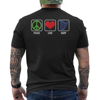 Symbole De Paix Cœur Amour Harpe Musicien Cadeau T-shirt imprimé au dos - Cadeauxyz