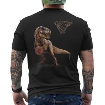 T Rex 恐竜 バスケットボール 面白い恐竜フープ メンズTシャツ バックプリント - Kawaiitshirt