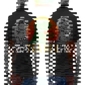 Tea Rex Dinosaur Vintage Retro T-Rex With Sunglasses Men's Back Print T-Shirt | Mazezy