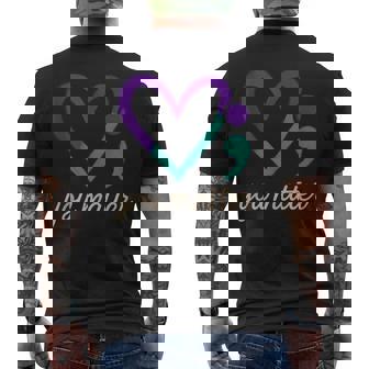 Teal And Purple Suicide Awareness Shirt You Matter Semicolon Tank Top Men's Back Print T-Shirt | Mazezy