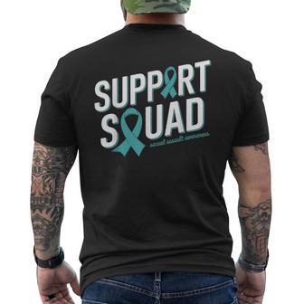 Teal Ribbon Support Squad For Sexual Assault Awareness Men's T-shirt Back Print - Monsterry