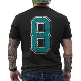 Teal And White Number 8 Jersey Player Uniform 8 Fan Men's T-shirt Back Print - Thegiftio