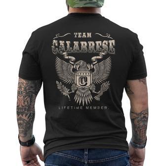 Team Calabrese Lifetime Member Last Name Men's Back Print T-Shirt | Mazezy