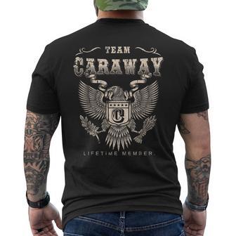 Team CARAWAY Lifetime Member CARAWAY Last Name Men's Back Print T-Shirt | Mazezy