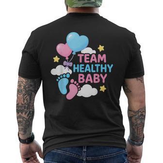 Team Healthy Baby Cute Gender Reveal Party Supplies Men's T-shirt Back Print - Monsterry