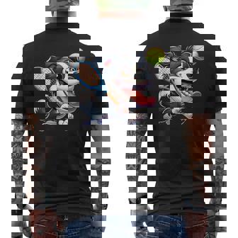 Tennis Dog Racket Border Collie Ball Chase Athlete Men's Back Print T-Shirt | Mazezy