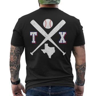Texas Map Tx Sport Vintage Baseball Bats Men's T-shirt Back Print - Thegiftio UK