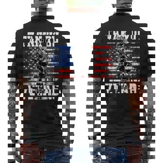 Thank You Veterans USA American Flag Military Army Men's Back Print T-Shirt | Mazezy
