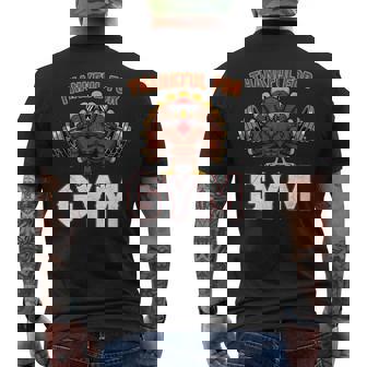 Thankful For Gym Thanksgiving Turkey Weightlifting Men's Back Print T-Shirt | Mazezy