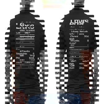 Thanksgiving Leftover Recipes Leftovers Nutrition Facts Fun Men's Back Print T-Shirt | Mazezy