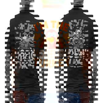 Thanksgiving Matching I'm The Modeling Turkey Tank Top Men's Back Print T-Shirt | Mazezy