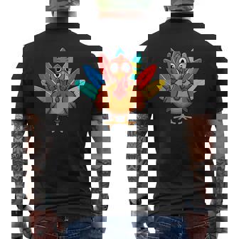 Thanksgiving Turkey Surfing Surf Surfboard Surfer Men's Back Print T-Shirt | Mazezy