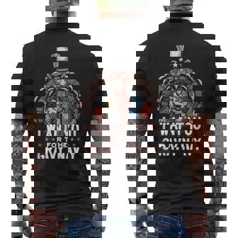 Thanksgiving I Want You Gravy Navy Uncle Sam Turkey Tank Top Men's Back Print T-Shirt | Mazezy