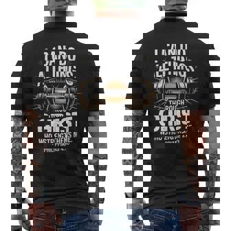 Can Do All Things Weightlifter Christian Gym Bible Verse Men's Back Print T-Shirt | Mazezy