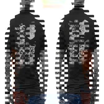 Three German Shepherd Howl At Moon Dog Lovers Retro Graphic Men's Back Print T-Shirt | Mazezy