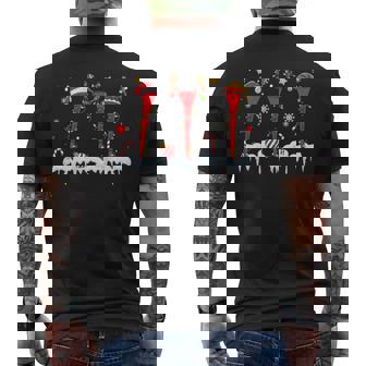 Three Santa Reindeer Elf Clarinets Instrumentalist Xmas Men's Back Print T-Shirt | Mazezy