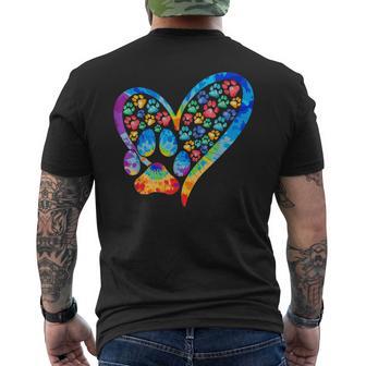 Tie Dye Love Dog Paw Print Heart Animal Lover Men's T-shirt Back Print - Thegiftio UK