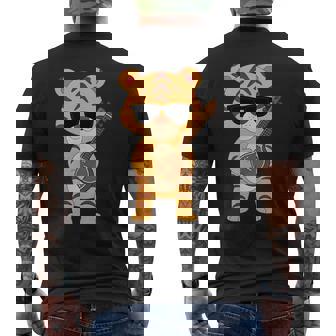 Tiger Wearing Sunglasses Playing Sitar Sitarist Men's Back Print T-Shirt | Mazezy