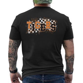Tigers School Spirit Tiger Pride Orange Tigers Checkered Men's T-shirt Back Print - Thegiftio UK
