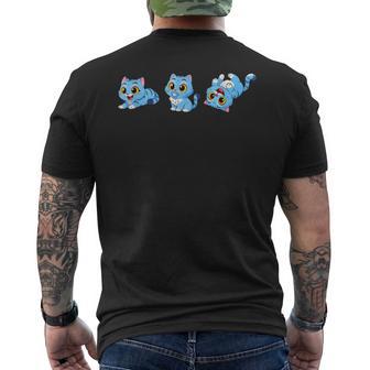 Tigres Bleu Mignons Jouant Etouriant K-Pop Cartoon T-shirt imprimé au dos - Cadeauxyz
