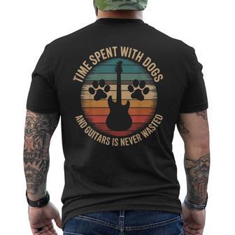 Time Spent With Dogs And Guitars Is Never Wasted Men's T-shirt Back Print - Thegiftio UK