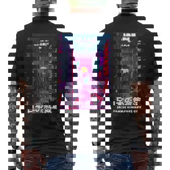 Tokyo City Pop Japan Vaporwave Cyber Glitch Art Cityspace Tank Top Men's Back Print T-Shirt | Mazezy