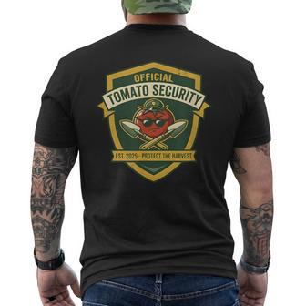 Tomato Security Vegetable Gardener Harvest Men's Back Print T-Shirt | Mazezy