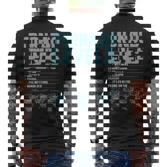 Tornado Levels Weather Humor For Storm Watchers Men's Back Print T-Shirt | Mazezy