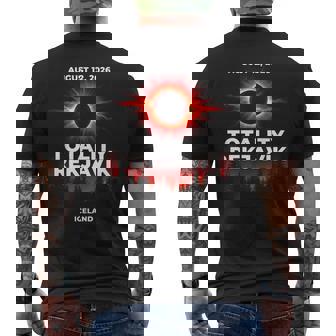 Totality Reykjavík 2026 Darkness Falls Iceland Sky Watchers Men's Back Print T-Shirt | Mazezy