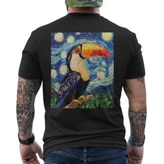 Toucan Tucan Bird Graphic Van Gogh Style Starry Night Men's T-shirt Back Print - Thegiftio UK