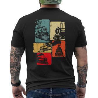 Train Railroad Engineer Railway Steam Train Locomotive Men's T-shirt Back Print - Thegiftio UK