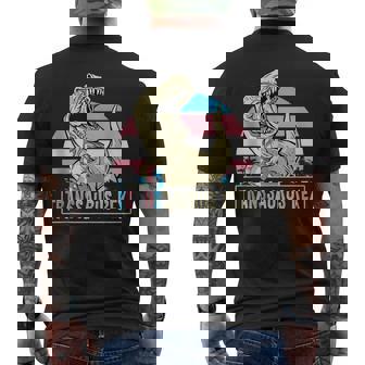 Transsaurus Trex Dinosaur LGBTQIA Ally Bisexual Pride Month Tank Top Men's Back Print T-Shirt | Mazezy