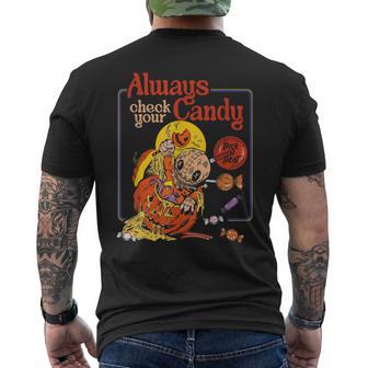 Trick Or Treat Always Check Your Candy Mummy Pray Men's T-shirt Back Print - Thegiftio