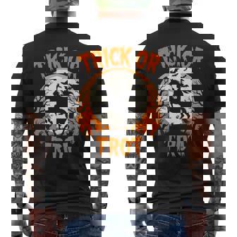 Trick Or Trot Halloween Horse Riding Equestrian Horse Lover Men's Back Print T-Shirt | Mazezy