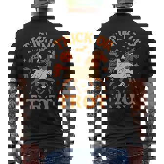 Trick Or Trot Horse Halloween Equestrian Costume Men's Back Print T-Shirt | Mazezy