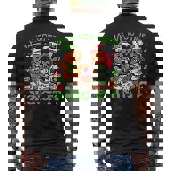 Have You Tried Icing It Christmas Gingerbread ICU Nurse Men's Back Print T-Shirt | Mazezy