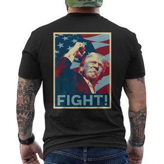 Trump Fight Fist Pump Us Flag Vintage Style Poster 2024 Men's T-shirt Back Print | Mazezy