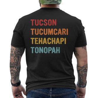 Tucson Tucumcari Tehachapi Tonopah Retro Americana Travel Men's T-shirt Back Print - Thegiftio UK