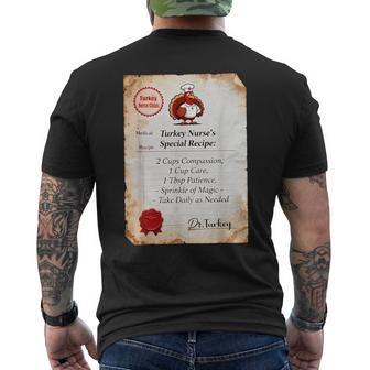 Turkey Nurse Recipe CNA Thanksgiving ER Prescription Men's Back Print T-Shirt | Mazezy