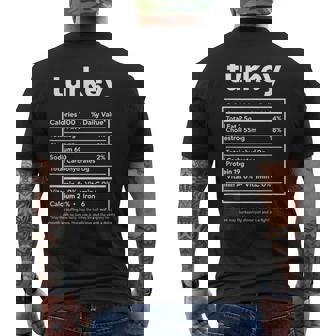 Turkey Nutrition Facts Thanksgiving Dinner & Friends Men's Back Print T-Shirt | Mazezy