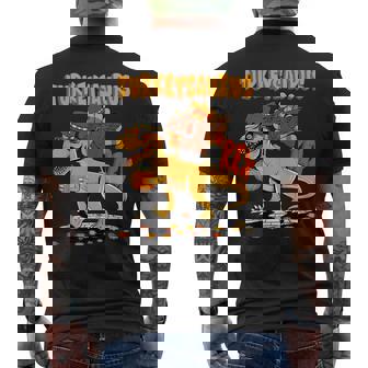 Turkeysaurus Rex Dab Turkey Dinosaur Thanksgiving Men's T-shirt Back Print - Monsterry