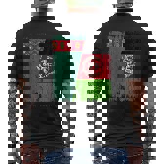 Turkmenistan Afghanistan Half Flag Turkmen Afghan Heritage Men's Back Print T-Shirt | Mazezy