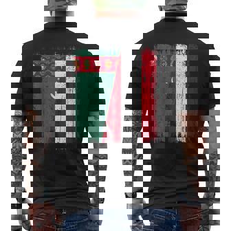 Turkmenistan Austria Half Flag Turkmen Austrian Heritage Men's Back Print T-Shirt | Mazezy