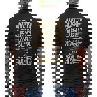 Turning Blocks Into Smiles Wood Carving Men's Back Print T-Shirt | Mazezy