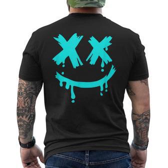 Turquoise Grunge Face Smile Turquoise Graphic Men's T-shirt Back Print - Thegiftio UK