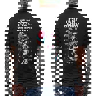 Tuxedo Cat It's My Birthday Tuxedo Cat Lover Bday Party Men's Back Print T-Shirt | Mazezy