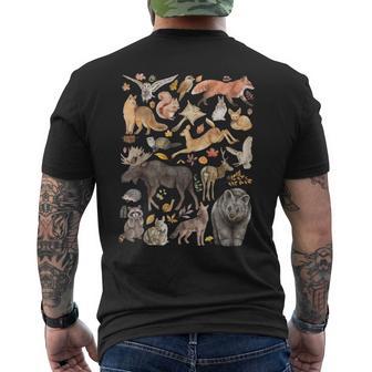 Types Of Forest Animals Nature Wildlife Woodland Men's T-shirt Back Print - Thegiftio