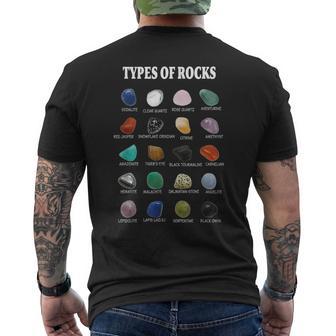 Types Of Rocks Educational Geology Minerals Gemology Men's T-shirt Back Print - Thegiftio UK