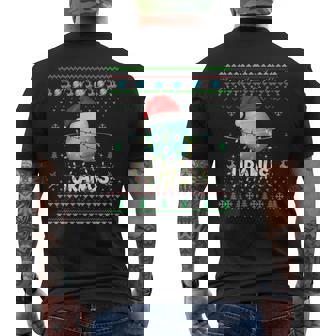 Ugly Solar System Christmas -Planet Uranus Santa Hat Lights Men's Back Print T-Shirt | Mazezy