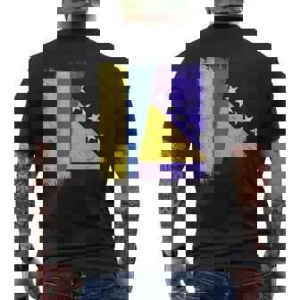 Ukraine Bosnia And Herzegovina Half Flag Men's Back Print T-Shirt | Mazezy